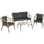 Outsunny - ensemble salon de jardin - rsine tresse rotin pe - 131x63x76cm - sable