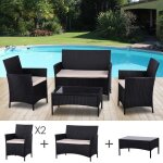 Salon de jardin 4 places en r�sine tress�e avezu noir