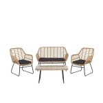 Salon de jardin 4 places en rotin beige minori - beliani - meuble de jardin - salon bas - naturel - acier ...