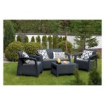 Salon de jardin 4 places et table basse corfu - anthracite - keter Salon de jardin 4 places et table basse corfu - anthracite - keter