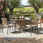 Salon de jardin 5 pi�ces - table ronde 110cm + 4 chaises - verre tremp� et corde - noir