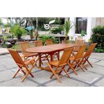 Lubok : salon de jardin teck huil� 8 personnes - table ovale + 6 chaises + 2 fauteuils