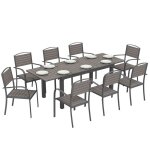 Salon de jardin 8 personnes - outsunny - table de jardin extensible 150 - 225cm avec plateau polybois ...