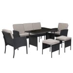 Salon de jardin - alightup - canap� 3 places + 2 canap�s simples + 2 tabouret + table basses + coussins ...