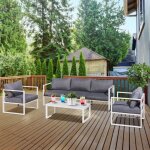 Salon de jardin en aluminium 5 places + table basse rectangle Salon de jardin en aluminium 5 places + table basse rectangle