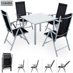 Salon de jardin aluminium bern 4 + 1 argent chaise pliante dossier haut 8 positions terrasse balcon ensemble ...