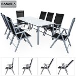 Salon de jardin aluminium bern 8 + 1 argent chaise pliante dossier haut 8 positions terrasse balcon ensemble ...