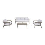 Salon de jardin en aluminium : un canap� 3 places 2 fauteuils et une table basse - taupe - zayora de ...