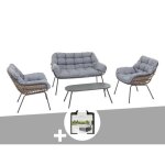 Salon de jardin en aluminium paopao graphite + housse - 4 places - hespride
