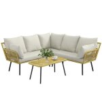 Outsunny - salon de jardin - rsine tresse - 112x63x74cm - crme