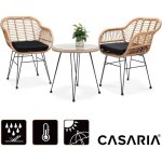Salon de jardin bali 3 pices 1 table 2 fauteuils osier coussin ensemble de table et chaises balcon plateau ...