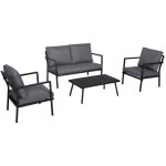 Salon de jardin bas en aluminium gris fonc - 4 places