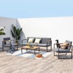 Tahina - salon de jardin bas aluminium