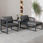 Salon de jardin bas modulable ensemble canap� de jardin dangle ext�rieur en m�tal avec 2 fauteuils 2 ...