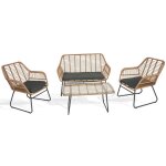 Salon de jardin bas en rotin 4 places ravigarden leda