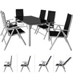 Salon de jardin bern 7 pièces gris clair noir ensemble table chaises en alu Salon de jardin bern 7 pièces gris clair noir ensemble table chaises en alu