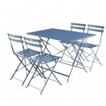 Salon de jardin bistrot pliable - emilia rectangulaire bleu gris� - table 110x70cm avec quatre chaises ...