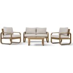 Salon de jardin - bois d?acacia - 4 personnes - bohemia - cr�me