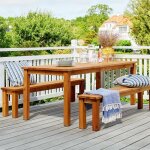 Salon de jardin table + 2 bancs en bois - 8 places