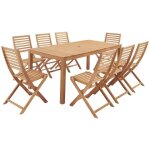Salon de jardin en bois eucalyptus fsc 8 personnes - table 180 x 90 cm + 8 chaises pliantes Salon de jardin en bois eucalyptus fsc 8 personnes - table 180 x 90 cm + 8 chaises pliantes