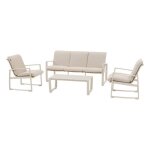 Salon de jardin boreane lin & argile 5 places en aluminium texaline et polyester - hespride