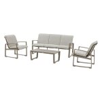Salon de jardin boreane noisette & caf 5 places en aluminium texaline et polyester - hespride