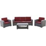 Salon de jardin chillvert treviso en rsine 1 canap + 2 fauteuils + table gris clair