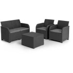 Salon de jardin avec coffre de rangement - en rsine - allibert by keter - 4 personnes - sanremo - gris ...