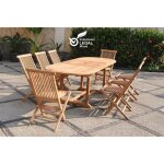 Kajang - salon de jardin extensible avec table ovale 8 places en teck