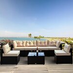 Nacula - salon de jardin modulable 6 places en rsine tresse - noir