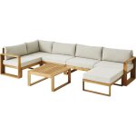 Salon de jardin dangle modulable levata xl - bois dacacia fsc - 8 personnes - gris de lin + housse incluse ...