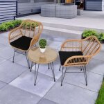 Salon de jardin design rotin avec 1 table 2 fauteuils en r�sine pour un usage en int�rieur et ext�rieur ...