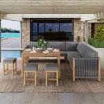 Salon de jardin dext�rieur 8 personnes avec coussins - chaises en rotin - salon de jardin pour balcon ...