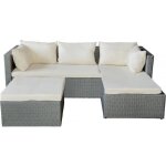 Salon de jardin bas en rsine tresse  diya  3 places - gris clair