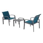 Salon de jardin duo elyn bleu canard & graphite 2 places en aluminium - hespride
