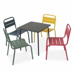 Salon de jardin enfant. table et chaises m�tal + 4 assises anna - multicolore. 48x48cm