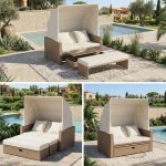 Salon de jardin - ensemble de salon de jardin 2 � 4 personnes - rotin pe synth�tique - convertible en ...