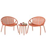 Salon de jardin - ensemble bistro - outsunny - 3 pi�ces table basse � plateau concave - acier et pp - ...