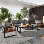 Salon de jardin ext�rieur 4 / 5 personnes - meubles de jardin avec cadre en fer zinqu�canap� 1x2 places ...