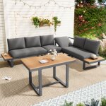 Salon de jardin exterieur 6 / 8 personnes avec dinclinaison r�glable(5 positions jusqu� 55�)canap� dangle ...