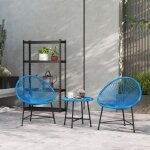 Salon de jardin ext�rieur - akozon - acapulco - 2 personnes - cordes r�sine tress�e - plateau verre tremp� ...