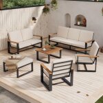 Salon de jardin exterieur - cdisplay - table et chaise de jardin 6 - 7 places - style minimaliste