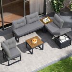 Salon de jardin exterieur avec dossier r�glable en 3 positions et fonction inclinable canap� de salon ...