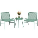 Salon de jardin ext�rieur - outsunny - 3 pi�ces table ronde 2 chaises pieds ajustables - r�sine tress�e ...