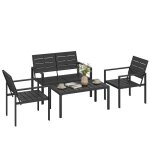Salon de jardin ext�rieur - outsunny - 4 pi�ces - avec canap� 2 places 2 chaises et table basse - pour ...