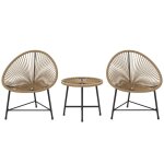 Salon de jardin ext�rieur - outsunny - en r�sine tress�e - 2 personnes - plateau en verre tremp� - pour ...