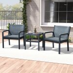 Salon de jardin ext�rieur en rotin - lifezeal - 3 pcs - 2 fauteuils et table dappoint - assise ergonomique ...