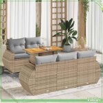 Salon de jardin - faf7291712444449 - 6 places - r�sine tress�e beige - table r�glable et rangement �tanche ...