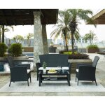 Salon de jardin fidji en r�sine tress�e anthracite 4 places
