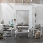 Salon de jardin ibiza en tissu gris 4 places - aluminium blanc